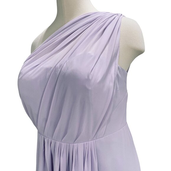 Lavender One Shoulder Bridesmaid Dress Corset Back Formal Gown Elegant Trendy - Picture 9 of 12